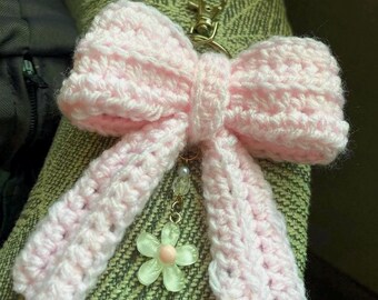 coquette crochet keychain bow charm