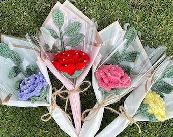 crochet rose bouquet, forever flowers