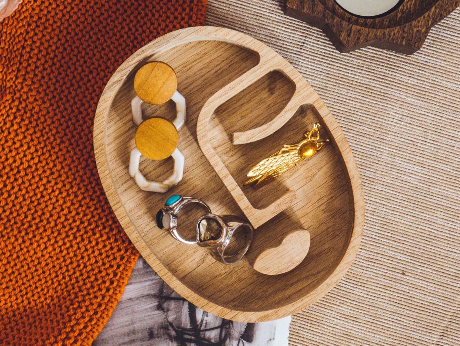 Wood Jewelry Dish. Wood Jewelry Organizer. Woman Face Jewelry Etsy