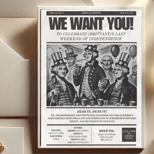 Last Night of Independence Bachelorette Invitation | Editable & Printable
