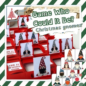 Familienurlaub Guess Who Gnomes Digitaler Download Vorschulaktivitätsspiel für Kinder Zwerge Digitaler Download Wer ist es Weihnachten?