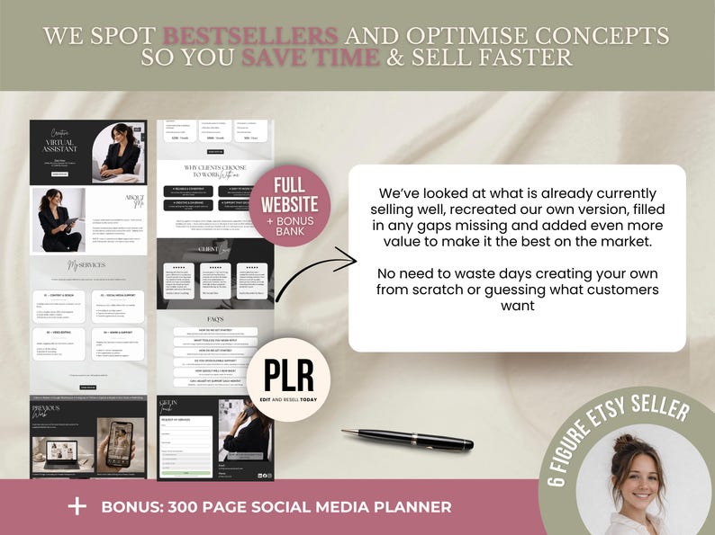 Virtual Assistant Canva Website Template PLR, Editable VA Website ...