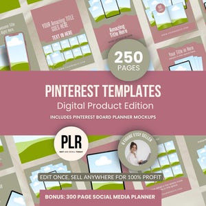 250 modelli per pin di Pinterest Canva PLR, pacchetto di modelli per pin modificabili + pianificatore di bacheche, pacchetto di modelli per pin di Pinterest Canva con diritti di rivendita