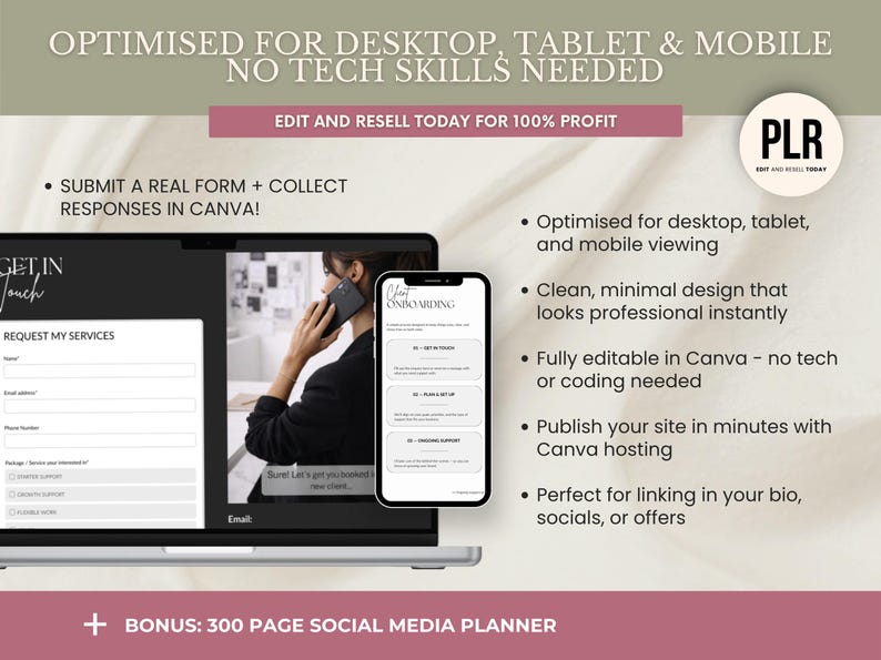 Virtual Assistant Canva Website Template PLR, Editable VA Website ...