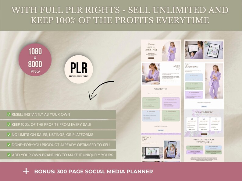 Beginner Virtual Assistant Canva Website Template PLR, Editable VA ...