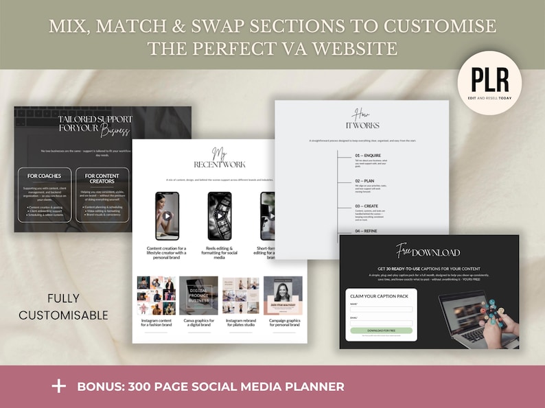 Virtual Assistant Canva Website Template PLR, Editable VA Website ...