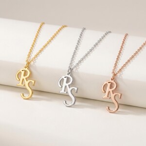 Custom Interlocking Initial Necklace, Personalized Two  Letter Necklace, Double Initial Charm Pendant, Minimalist Jewelry Gift for Women