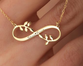 Dainty Infinity Necklace,Personalized Handmade Name Date Necklace,Gold Infinity Symbol Jewelry,Custom Family Name Necklace,Mother’s Day Gift