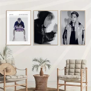 Conjunto de pôsteres Jungkook BTS de 3 (download digital), arte de parede BTS para impressão, decoração de quarto BTS, presentes BTS, produtos BTS