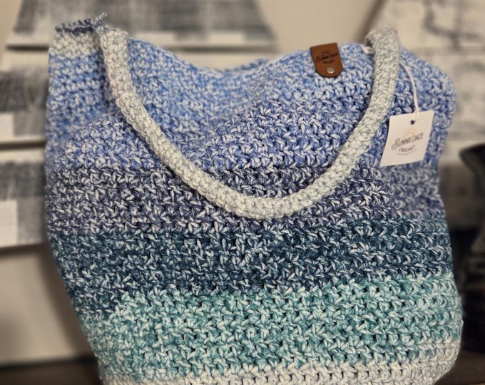 Hand Crocheted Ombre Tote Bag