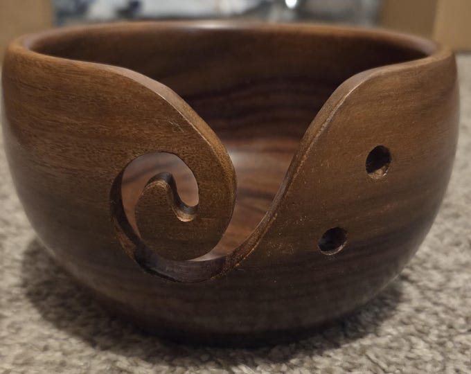 Sheesham Wood Yarn Bowl by K + C Knit & Crochet - New