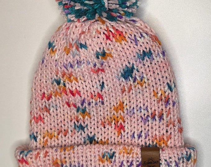 Bubblegum Youth Knit Beanie with Pom