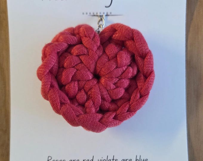 Chunky Crochet Heart Keychain