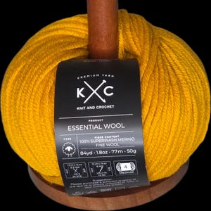 K+C Essential Wool Golden Mango 100% Superwash Merino Yarn (Worsted) - Multiple Dye Lots Available