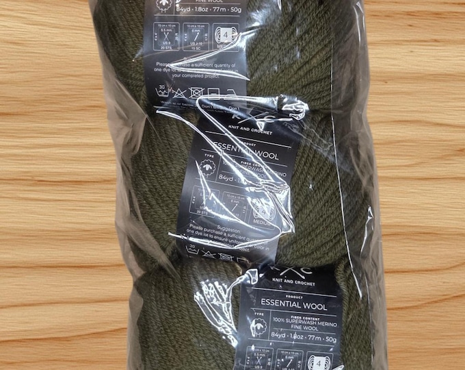 5 Pack KC Essential 100% Superwash Merino Fine Wool Yarn - Green Olive - New - EW30