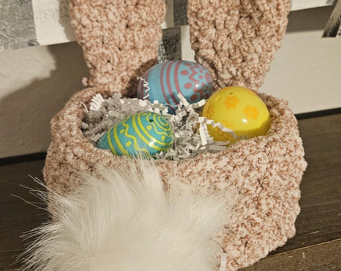 PATTERN ONLY - Chunky Easter Bunny Basket – pdf digital download