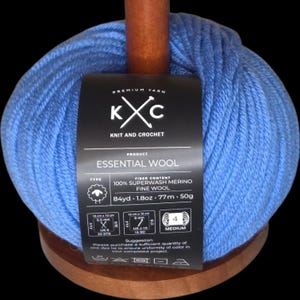 K+C Essential Wool Sailing Blue 100% Superwash Merino Yarn (Worsted) - Multiple Dye Lots Available