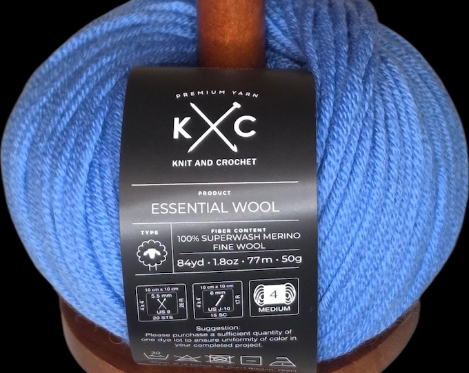 KC Essential 100% Superwash Merino Fine Wool Yarn - Sailing Blue - Multiple Dye Lots Available