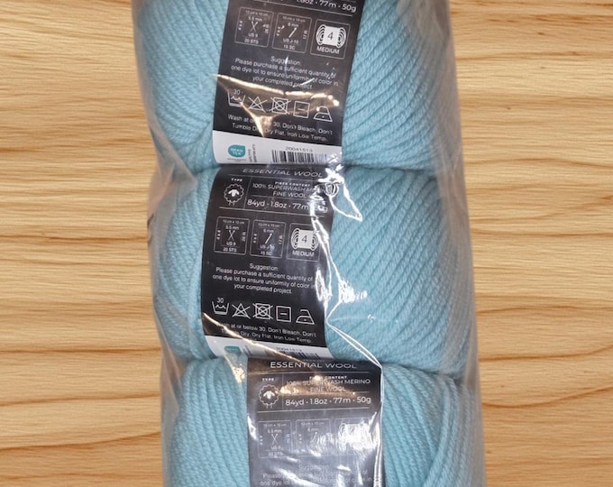 5 Pack KC Essential 100% Superwash Merino Fine Wool Yarn - Aqua Mist - New - EW39