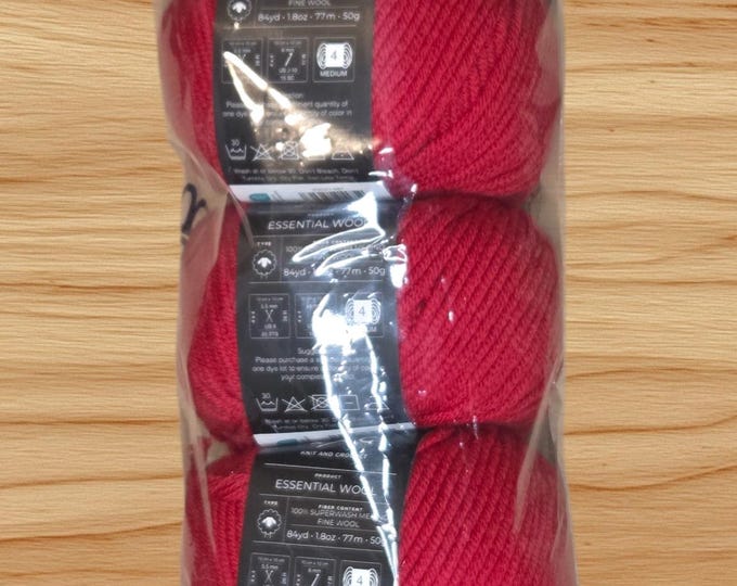 5 Pack KC Essential 100% Superwash Merino Fine Wool Yarn - Fresh Strawberry - New - EW68