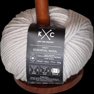 K+C Essential Wool Pale Gray 100% Superwash Merino Yarn (Worsted) - Multiple Dye Lots Available