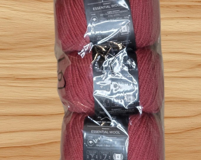 5 Pack KC Essential 100% Superwash Merino Fine Wool Yarn - Rasberry - New - EW64