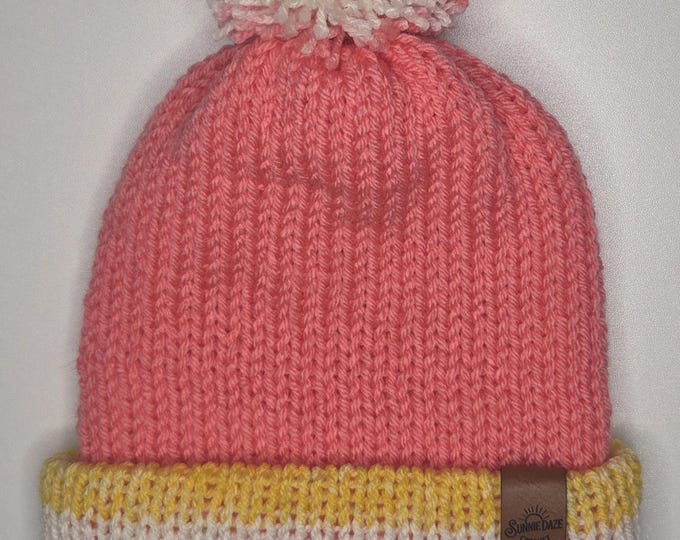 Kids Pastel Pom Pom Beanie Hat