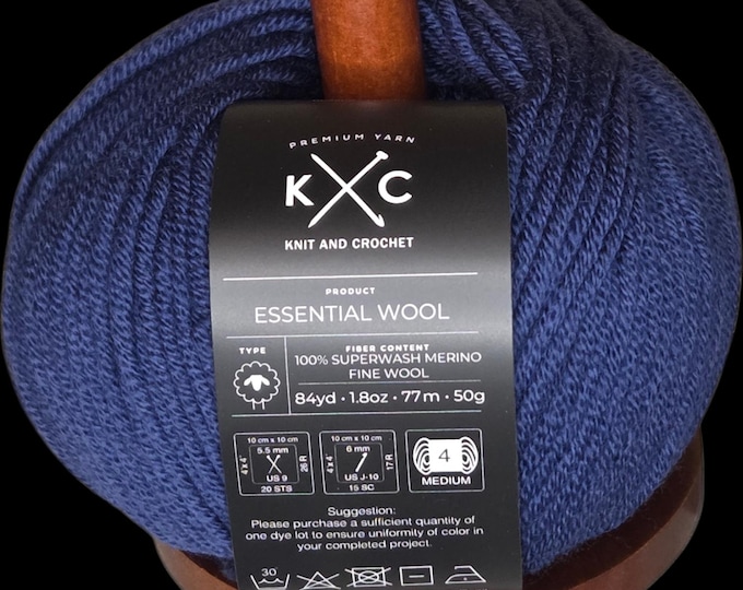 KC Essential 100% Superwash Merino Fine Wool Yarn - High Tide - Multiple Dye Lots Available