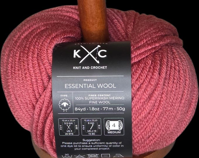 KC Essential 100% Superwash Merino Fine Wool Yarn - Rasberry - Multiple Dye Lots Available