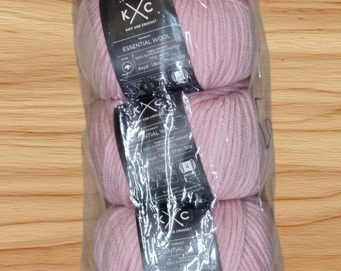 5 Pack KC Essential 100% Superwash Merino Fine Wool Yarn - Ballet Pink - New - EW57