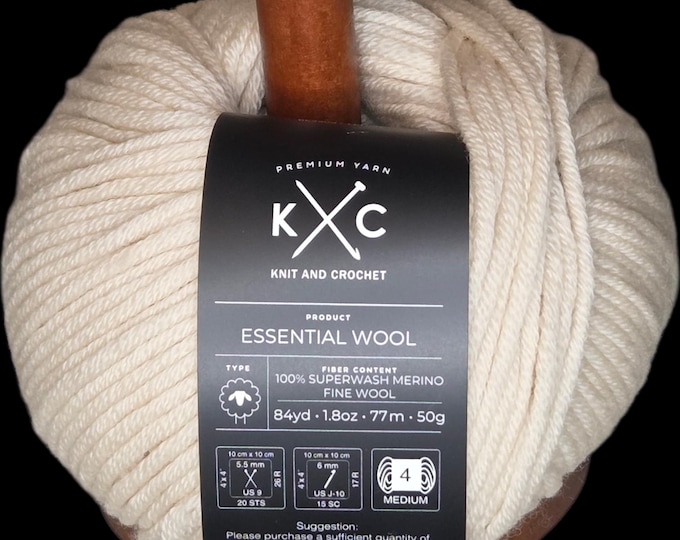 KC Essential 100% Superwash Merino Fine Wool Yarn - Cream - Multiple Dye Lots Available