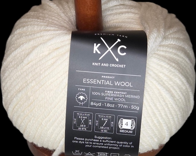 KC Essential 100% Superwash Merino Fine Wool Yarn - Bright White - Multiple Dye Lots Available