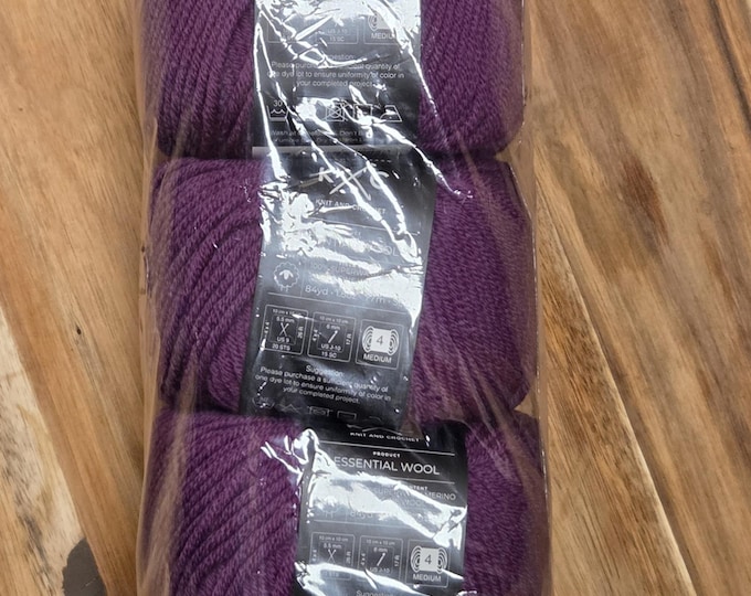 5 Pack KC Essential 100% Superwash Merino Fine Wool Yarn - Deep Orchid - New - EW74