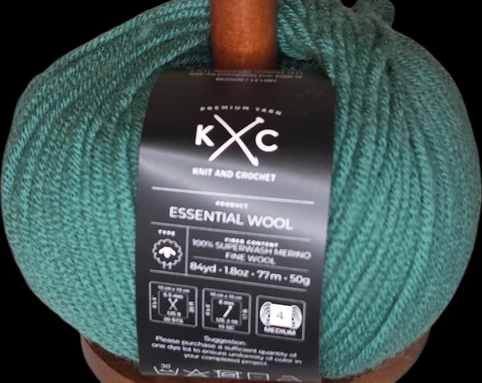 KC Essential 100% Superwash Merino Fine Wool Yarn - Peacock Feather - Multiple Dye Lots Available