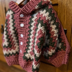 Hand crochet, buttoned cardigan, baby crochet, 1-2 years, soft alpaca and merino yarn, knit, easter, hood, cottage core
