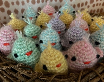 cute hand crochet fluffy Easter chicks, creme egg sized cosies, egg covers, chickens, Easter gift