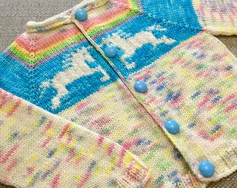 Unicorn cardigan knitting pattern 6 months to 2 years