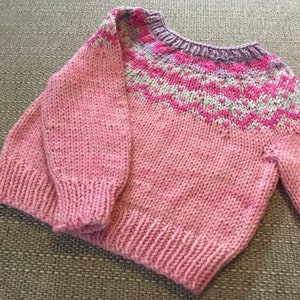 Maglione da 0 a 6 mesi, rosa scintillante, bambina, maglia a mano
