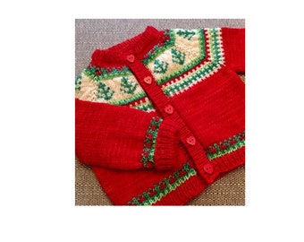 Toddler baby Christmas, tree, knitting pattern, knitting baby, holidays, festive, buttoned cardigan, sweater, children