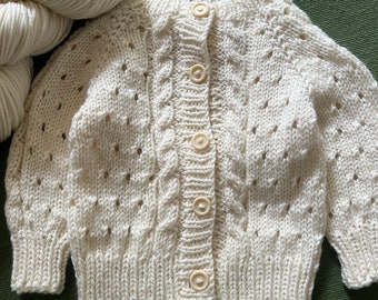 Pdf, baby knitting pattern, childrens, child, hand knit, knitwear, knitted cardigan, cable knit