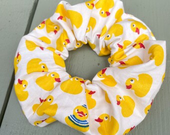 Rubber ducky handmade cotton hair scrunchie