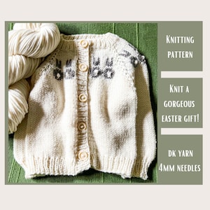 Cardigan Pattern // Sweater Pattern // Ribbed Sweater, Pdf Knitting Pattern, baby jumper, handmade cardigan, baby knit, bunny rabbit, Easter