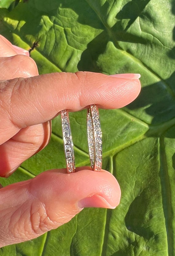 Vintage Diamond Inside Out Hoops. Diamomd Hoops.