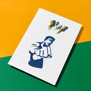Linoleografia del pugile - Uomo che fa pugilato - arte murale fatta a mano - idea regalo per la festa del papà