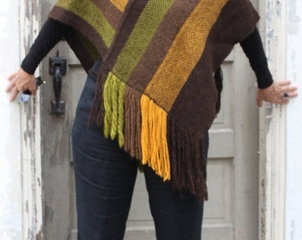 Handwoven Wool Poncho-Reduced