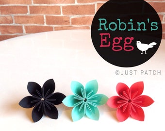 Robin's Egg - Teal, Red, and Black - 100 Origami Flowers with Free shipping