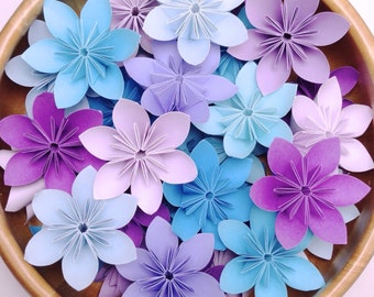 Purple and Blue Theme - Origami Flowers - 100pcs + Free Shipping