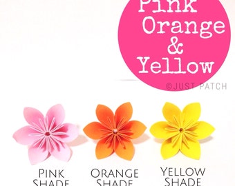 Origami Flowers - 20pcs - Pink Yellow and Orange