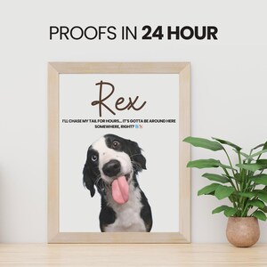 Aangepast huisdierportret, gepersonaliseerde hond cartoon afbeelding, ideeën huisdier gedenkteken, digitale print, kerstcadeau, dierenliefhebbers verticale portretten