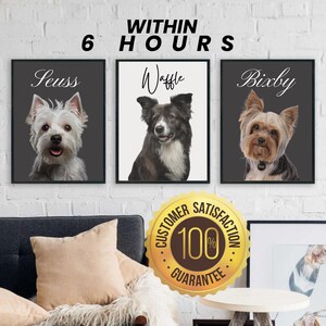 Custom Pet Portraits Using Pet Photo Personalized Digital Dog Portraits Cat Portraits Custom Dog Portraits Custom Pet Art Pet Drawing